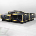Set 4 masute CONCORDIA, Metal Marmura, Negru Auriu, 65x65x40 32 cm, Eichholtz