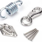 Set accesorii pentru prindere hamac Tebery, otel inoxidabil, argintiu, 4 piese