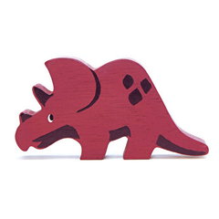 Figurină din lemn, Tender Leaf Toys, Triceratops, roz, cm Figurină din lemn, Tender Leaf Toys, Triceratops, roz, cm