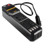 Mini Invertor Auto Portabil iSEN Negru, 200W - DC 24V, Incarcare rapida, Protectie la scurtcircuit, Ventilator de racire, 4xUSB, iSEN