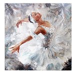 Tablou pictura in ulei balerina, alb, gri, maro 1405 - Material produs:: Poster pe hartie FARA RAMA, Dimensiunea:: 100x100 cm, 