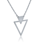 Lant cu pandantiv geometric din aur alb de 14K
