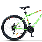 Bicicleta MTB-HT, Schimbator Saiguan, 18 Viteze, Roti 26 Inch, Frane pe Disc, Velors Vulcano V2609A, Verde cu Design Rosu Alb