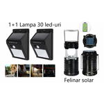 Pachet iluminat:Set 2 lampi solare +Felinar Led Panou Solar si functie de Baterie externa