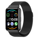 Curea metalica pentru bratara smartwatch Huawei Watch Fit 2 otel inoxidabil negru