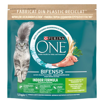 PURINA ONE INDOOR Formula, Curcan si Cereale Integrale, hrana uscata pentru pisici, 1.5 kg, Purina ONE