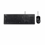 Kit Tastatura + Mouse Asus U2000, cu fir, mouse 1000dpi, Dimensions:Keyboard: 46x15x3cm, Cable: 150cm, Mouse: 11.5x6x3.5cm, Cable: 150cm,negru, Layout - tastatura in romana, Asus