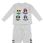 Pijama ML, bumbac, 1 2 3 4, Mickey Mouse, gri deschis, Disney