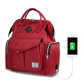 Rucsac maternitate cu port USB My Valice HAPPY MOM Baby Care Backpack, roșu