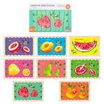 Puzzle cu piese betisoare din lemn, Creative Puzzle Stripes, Fructe, Krista