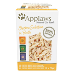 APPLAWS Chicken Selection Multipack, 3 arome (Pui și Dovleac, Pui și Asparagus, Pui și Orez), pachet mixt, plic hrană umedă pisici, 70g x 12, Applaws