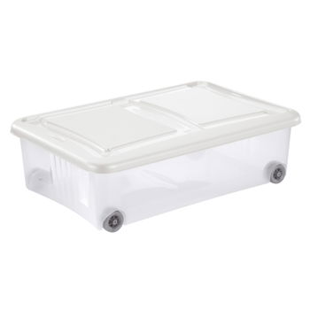 Tontarelli Cutie de depozitare cu capac Stockbox 28 l, transparentă/crem, Tontarelli