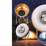 Lampa LED si bec disco pentru camping cu trei surse de incarcare, Naturmag