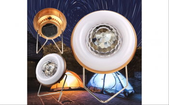 Lampa LED si bec disco pentru camping cu trei surse de incarcare, Naturmag