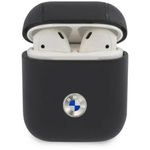 Husă pentru AirPods BMA2SSLNA, culoare Gri / Bleumarin, din piele naturală Logo argintiu, BMW