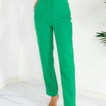 Pantaloni eleganti, ChicMe, croiala conica si buzunare, Verde smarald, FashionForYou