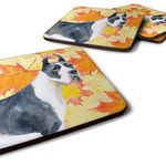 Caroline`s Treasures Carolines Comori BB9904FC Harlequin Great Dane Fall Foam Coaster Set de 4, Y Galben 3 1/2 x 3 1/2, 