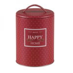 Cutie / recipient pentru depozitare rotunda cu capac si maner HappyHome rosu