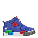 Skechers, Pantofi sport mid-cut cu velcro Kool Bricks, Rosu, Albastru inchis, 21 EU