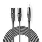 Cablu audio stereo 2 x XLR 3 pini la jack 3.5mm T-T 1.5m Gri, Nedis COTH15310GY15, Nedis