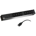 Prelungitor 333.540 PDU Basic 1U 10A Nr iesiri 8 C13 Intrare C14 cablu 2 m  Siguranta 10A Negru, BACHMANN