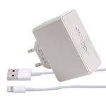 Incarcator retea Procell Dual USB-A, 2.1A, cablu tip Lightning (cablu MFI) 1m, Alb