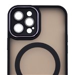 Husa tip MagSafe, Camera Protection Matte Silicon pentru iPhone 11 Pro Max Negru, OEM
