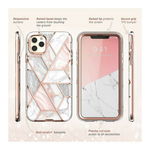 Carcasa stylish Supcase Cosmo compatibila cu iPhone 11 Pro Max cu protectie display, Marble, Supcase