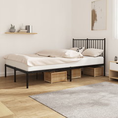 Cadru de pat vidaXL metalic cu tablie, negru, 120x200 cm Cadru de pat vidaXL metalic cu tablie, negru, 120x200 cm