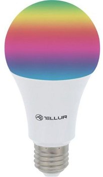 Bec inteligent LED Tellur TLL331011, wi-fi, clasic, E27, 10W, 1000lm, lumina calda / rece / RGB, dimabil