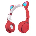 Casti On Ear MRG MY08CAT, Bluetooth, Tip pisica, Rosu, 