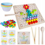 Jucarie Puzzle tip Montessori cu Margele Colorate din Lemn