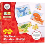 Set 3 puzzle din lemn - Lumea acvatica, BIGJIGS Toys, 2-3 ani +, BIGJIGS Toys