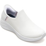 Pantofi sport SKECHERS albi, ULTRA FLEX 3.0, din piele naturala, Skechers