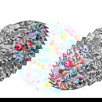 Covor rotund pentru baie Pictura, 100 cm, Antiderapant, Ecru, 