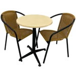 Set cafenea, masa rotunda D60cm AGMA HORECA MAPLE cu blat werzalit si baza culoare negru clasic, 2 scaune TORO PVC ratan, Agma Horeca