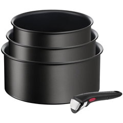 Oale cu suprafață antiaderentă/cu mâner reglabil 3 buc. din aluminiu adecvate pentru plita cu inducție INGENO Eco Resist L3979202 – Tefal, Tefal