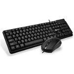 Kit tastatura si mouse cu fir OMC pentru birou si gaming, OMC