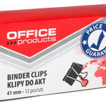 Clips hartie 41mm, 12buc/cutie, Office Products - negru