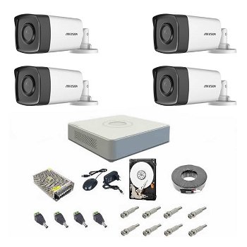 Sistem supraveghere audio-video complet, 4 camere 1080P Hikvision TurboHD ir 40m, Hikvision