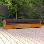 vidaXL Canapea de grădină cu 4 locuri, cu perne, lemn masiv de acacia, vidaXL