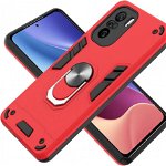 Carcasa de protectie telefon cu suport magnetic auto TIANYUE, compatibila cu Xiaomi Mi 11, policarbonat/aluminiu, rosu