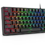 Tastatura gaming mecanica Redragon Surara neagra iluminare RGB switch-uri rosii