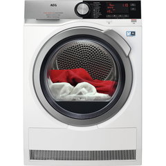 Uscator de rufe AEG TR939M6CE, Pompa de caldura, 9 kg, Clasa C, Motor Inverter, Display LED, 3DScan, Wi-Fi, Iluminare interioara, Alb