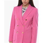 Max Mara Virgin-Wool-Blend Gin Double-Breasted Blazer With Peak Lapel Pink