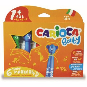 Set 6 culori Teddy Markers Baby, +1 an, Carioca