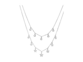 Bijuterii Femei Sterling Forever Bezel CZ and Star Layered Necklace Silver, Sterling Forever