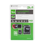 MicroSD card 16GB Clasa 10 cu adaptor SD si cititor Platinet, Platinet