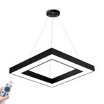 Plafoniera LED patrata cu telecomanda suspendata Blade, 45W, 4050 lm, temperatura de culoare ajustabila(3000-6000 K), neagra, Braytron Plus, Braytron