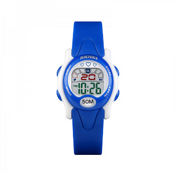 Ceas de copii sport SKMEI 1478 waterproof 5ATM cu alarma cronometru data si iluminare ecra albastru, Skmei